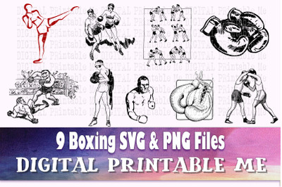 Boxing svg bundle, illustration, PNG, clip art, 9 Digital images, spor