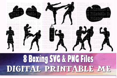 Boxing svg silhouette bundle&2C; PNG&2C; clip art&2C; 8 Digital images&2C; sport v