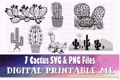 Cactus svg, Wild West, Desert Silhouette bundle, PNG, clip art, 7 Digi