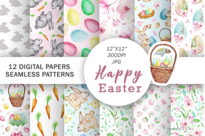 Watercolor Easter Digital Paper&2C; Seamless Pattern