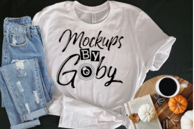 Mockup White T-shirt&2C; Bella canvas 3001 Tshirts Mock Ups&2C; Flat Lays Im