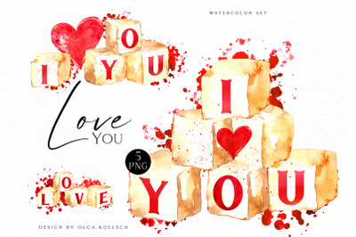 Watercolor valentine clipart&2C; Cute valentine&amp;&23;039;s cards DIY&2C; Love  heart