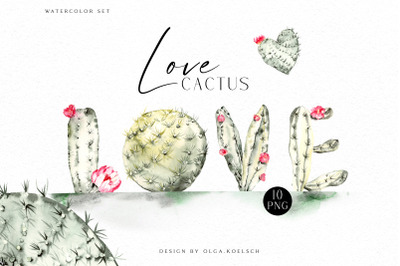 Watercolor cactus  clipart,  Cute cactus png. Love cactus valentine