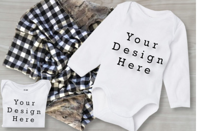 Baby Bodysuits Mockups&2C; Mocku Ups&2C; Logo Free&2C; White Toddler Clothes&2C; F