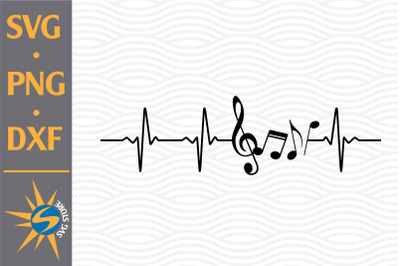 Music Note Heartbeat SVG&2C; PNG&2C; DXF Digital Files Include