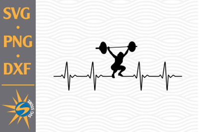 Weightlifting Heartbeat SVG&2C; PNG&2C; DXF Digital Files Include