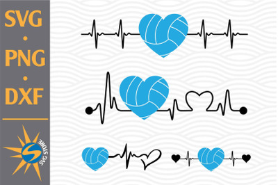 Volleyball Heartbeat SVG, PNG, DXF Digital Files Include