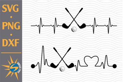 Golf Stick Heartbeat SVG, PNG, DXF Digital Files Include