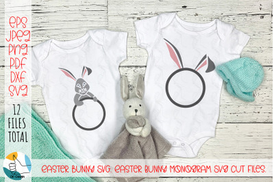 Easter bunny SVG. Easter Bunny Monogram Svg cut files.