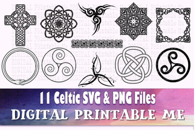 Celtic svg, silhouette bundle, 11, celtic knot cross symbol, flourish