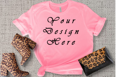 Flat Lay Mockups, Pink T-shirt Mock Up, Woman Mock Up, Breast Cancer,
