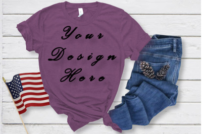 Purple Shirt Mockups, American Flag, Mock Up,4th of July Mockup