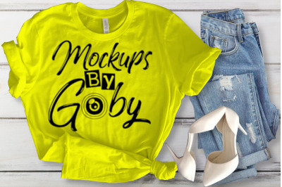 Yellow T-shirt Mockup, Digital Mockups, White&nbsp;Background, Flat Lays Im