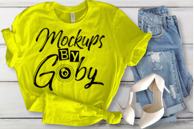 Yellow T-shirt Mockup&2C; Digital Mockups&2C; White&amp;nbsp;Background&2C; Flat Lays Im