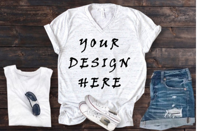 White T-shirt Mockups, Bella Canvas 3001, Summer Mock Ups