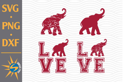 Elephant&2C; Love Elephant SVG&2C; PNG&2C; DXF Digital Files Include