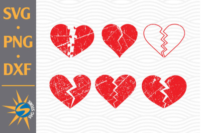 Distressed Heart Broken SVG, PNG, DXF Digital Files Include