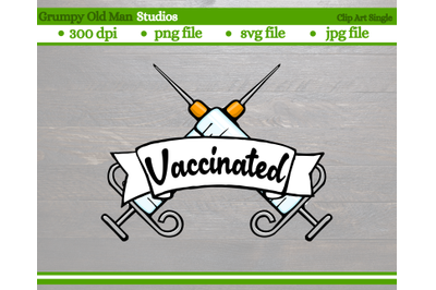 covid vaccinated banner cut file | coronavirus vaccine clip art | with