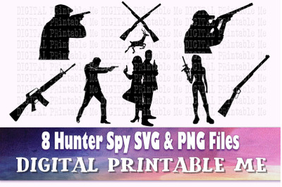 Hunter SVG&2C;  Spy Silhouette bundle&2C; PNG&2C; clip art&2C; 8 Digital files&2C; se