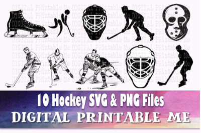 Hockey svg bundle, silhouette, PNG, clip art, 10 Digital images, sport