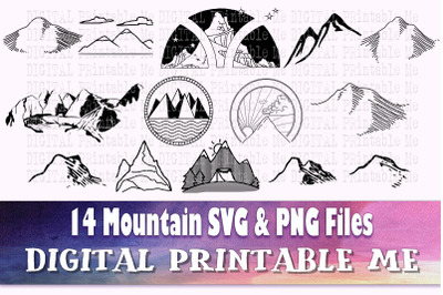 Mountain Silhouette&2C; Landscape SVG bundle&2C; skyline PNG&2C;  Clip Art Pack