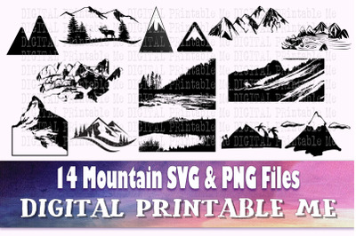 Mountain Silhouette, Landscape SVG bundle, skyline PNG,  Clip Art Pack