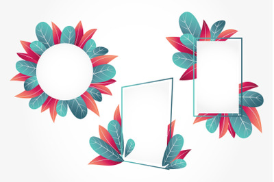 Floral Frames with Leaves Ornament