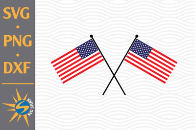 US Flag Crossed SVG, PNG, DXF Digital Files Include