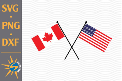 Canada US Flag Crossed SVG, PNG, DXF Digital Files Include