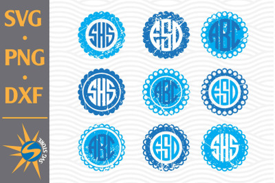 Distressed Circle Monogram SVG, PNG, DXF Digital Files Include