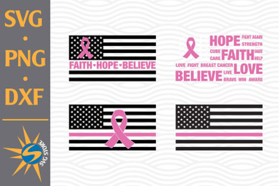 Ribbon Cancer US Flag SVG&2C; PNG&2C; DXF Digital Files Include