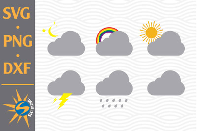 Cloud Weather SVG&2C; PNG&2C; DXF Digital Files Include