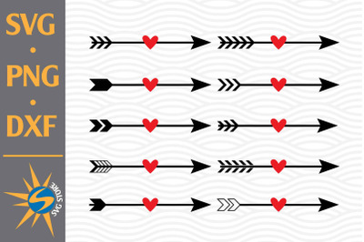 Heart Arrow SVG&2C; PNG&2C; DXF Digital Files Include