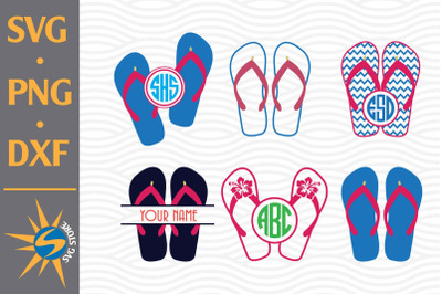 Flip Flops Monogram SVG&2C; PNG&2C; DXF Digital Files Include