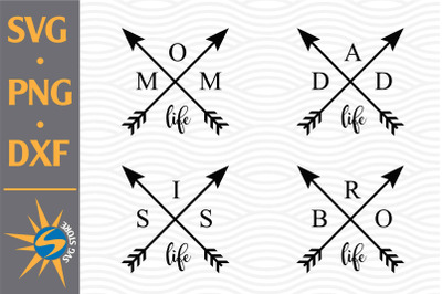 Family Life Arrow Crossed SVG, PNG, DXF Digital Files Include