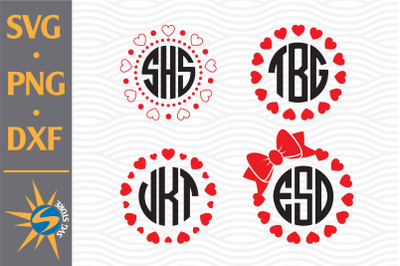 Heart Circle Monogram SVG&2C; PNG&2C; DXF Digital Files Include