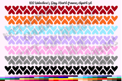 100 Valentine&#039;s Day Hearts banner Frames clipart borders