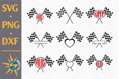 Checkered Flag Monogram SVG, PNG, DXF Digital Files Include