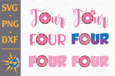 Four Donut SVG, PNG, DXF Digital Files Include