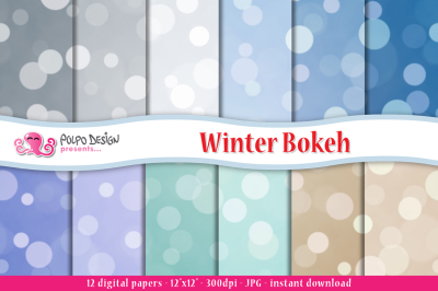Winter Bokeh digital paper