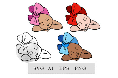 Sleeping Baby Girl 3 Skin Tones | Cute little girl,  Clipart Instant Download | SVG, EPS, PNG file.