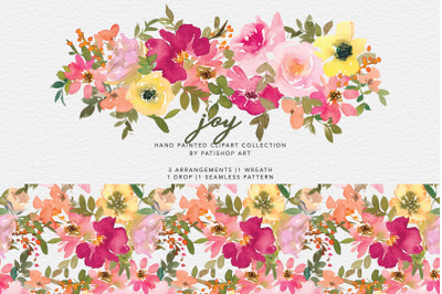 Watercolor Colorful Floral Clipart Collection