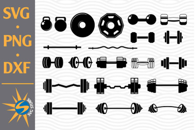 Barbell SIlhouette SVG, PNG, DXF Digital Files Include