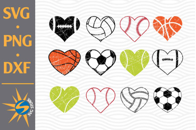 Distressed Heart Sport Ball SVG, PNG, DXF Digital Files Include