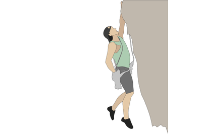 Man hang on rock cliff, strength person active extreme