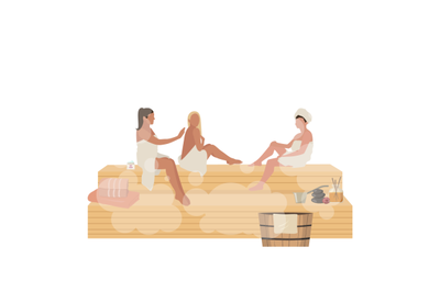 Woman day in sauna women relax in stream room,