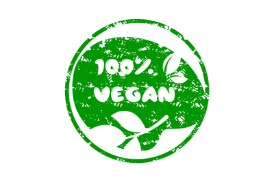 Green rubber stamp vegan product guarantee eco