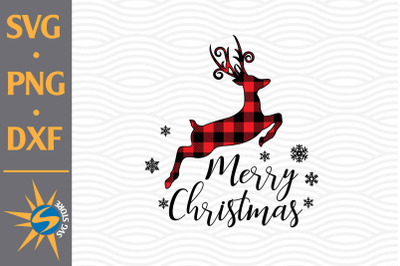 Merry Christmas Deer Plaid SVG&2C; PNG&2C; DXF Digital Files Include