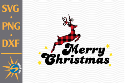 Merry Christmas Deer Plaid SVG&2C; PNG&2C; DXF Digital Files Include