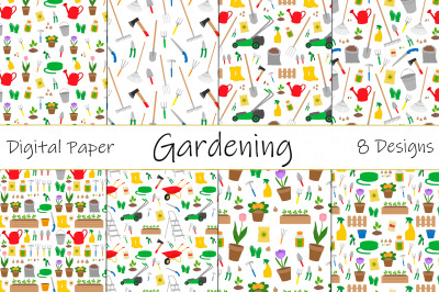 Gardening pattern. Garden tools pattern. Gardening SVG